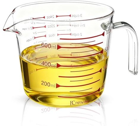 NLnnmuzh 700ml Glass Measuring Jug,Heat-Resistant Measuring Jugs,Wide-Mouth Design Glass Measuring Cup,Suitable for Cooking,Kitchen,Baking