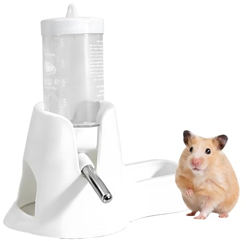 Small Animal Water Bottle with Stand, White Hamster Water Bottle, Guinea Pig Water Bottle, Leak-Proof Drinking Accessories for Cage, Easy to Clean Design