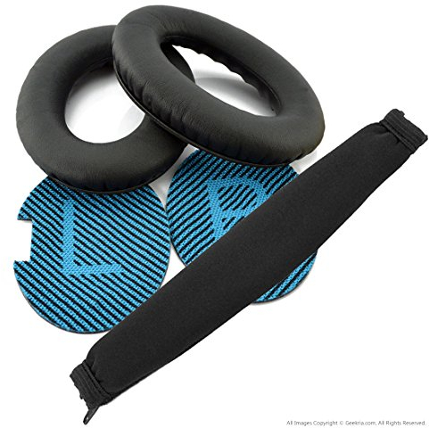 Geekria Earpad for Bose QuietComfort QC25 Headphone Replacement Ear Pad + Headband Cover/Ear Cushion/Earpads Repair Parts/Headband Protector (Black)