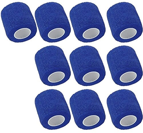 Mintice 10 Rollen Selbstklebender Bandage Elastische Selbsthaftende Cohesive Fixierbinde Kohäsive Verband Fingerverband Wundverband 5cm * 4,5m Blau