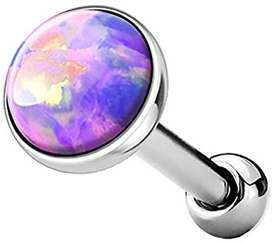 Piercingfaktor Tragus Piercing Helixpiercing Helix Ohr Cartilage Knorpel Stecker mit flachen Opal Steinen Rund