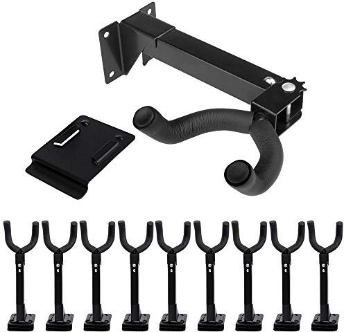 BULLETSHAKER Guitar Hanger Wall Mount Hook Stand 180° Adjustable w/Slat Wall Adapter 10pcs