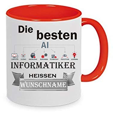 Tasse m. Wunschname Die besten Informatiker heißen (Wunschname) - Kaffeetasse mit Motiv, Tasse mit Druck, auch individuell mit Spruch, Foto, Wunschtext, Wunschname (Rot)