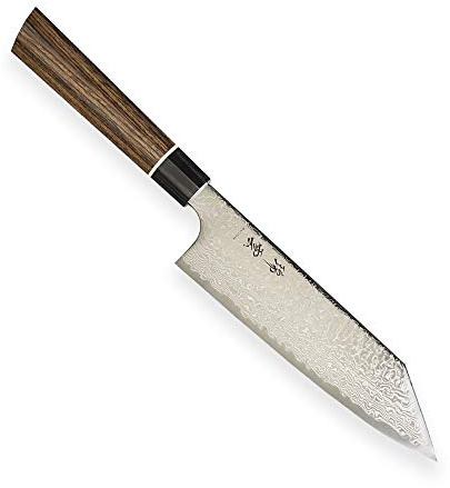 Kanetsugu Zuiun KIRITSUKE/SANTOKUMESSER - Küchenmesser, Chefmesser, Fleischmesser, Allzweckmesser & Japanischer SG2 Pulverstahl & 62 Schichten Damaststahl & 7-Eckige Pakka-Holz Griff, Klinge 180 mm