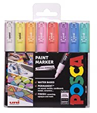 POSCA PC-1M Water Based Permanent Marker Paint Pens. Premium Extra Fine Tip for Arts and Crafts. Multi Surface Use On Wood, Metal, Paper, Cardboard, Glass, Fabric, Ceramic & Stone. Set of 8 Assorted