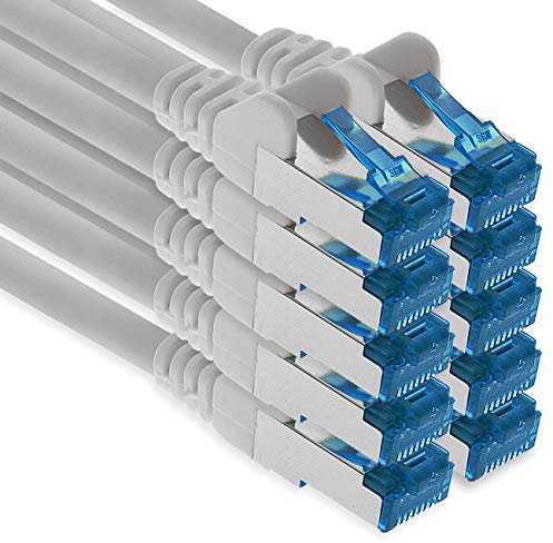 0.5m - CAT.6 - Cable de red Ethernet Gigabit Lan RJ45 CAT6 Cat6a 10Gbit/s - blanco - 10 piezas