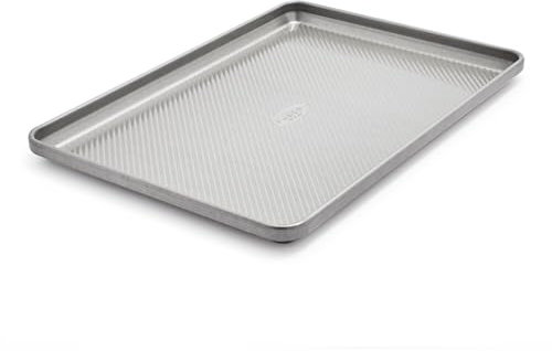 Sur La Table Platinum Pro Heavy Duty 18x13x1 inch Silver Sheet Pan, Extra Thick Aluminized Steel, Made in USA by USA Pan