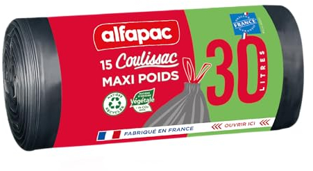 Alfapac – 15 bolsas 30 L de gran peso – fabricadas en Francia