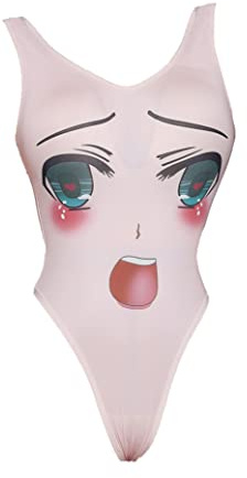 JasmyGirls Damen Einteiliger Badeanzug mit hoher Taille Anime Dessous Cosplay Kostüm Party High Neck Tight Bodysuit Top
