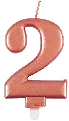 Elegant Metallic Rose Gold Number 2 Birthday Candle - Perfect for Birthday Parties, Anniversaries & More - 1 Pc