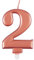 Elegant Metallic Rose Gold Number 2 Birthday Candle - Perfect for Birthday Parties, Anniversaries & More - 1 Pc