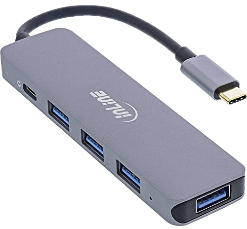 InLine® USB 3.2 USB-Typ C Multi Hub (4X USB-A 5Gb/s + USB Typ-C (Data/PD 87W), OTG, Aluminiumgehäuse