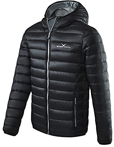 Black Crevice Herren Steppjacke I wind- & wasserabweisende Herren-Jacke I Steppjacke mit Kunstfaserfüllung I Steppjacke mit Kapuze, schwarz/silber, 50