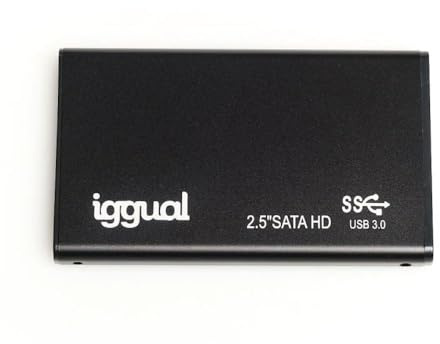 iggual Caja Externa para Disco Duro 2,5” SATA I/II/III – USB 3.0 hasta 5 Gbps, Carcasa de Aluminio Ultrafina, Plug & Play, sin Alimentación Externa, Negra