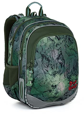 TOPGAL Schulrucksack für Jungen ab 1. Klasse, ergonomisch & leicht, wasserabweisend, mit reflektierenden Elementen, 26 L Schulranzen mit Brustgurt & Rückenpolsterung (Dinosaurier)
