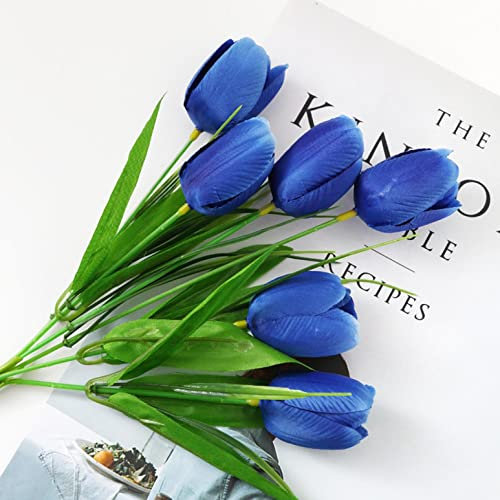 Künstliche Tulpenbündel mit 6 Tulpen Künstliche Blumen Gefälschte Blume Tulpe Seiden Blumenstrauß Blumenarrangements für Hochzeitszimmer Home Hotel Party Dekoration und DIY Decor