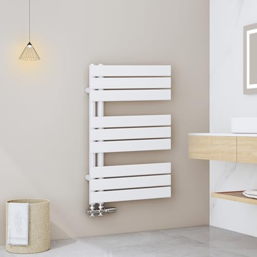EMKE Badheizkörper Handtuchhalter 762x500 mm, Handtuchheizkörper Seitenanschlusss Handtuchwärmer Handtuchtrockner Bad Heizkörper Flach Handtuchheizung Weiß 397W