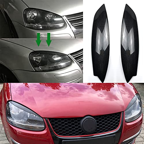 FINMOKAL 2X Kohlefaser-Scheinwerfer-Augenbrauen-Abdeckung, passend für VW Golf 5 GTI R32 Jetta MK5