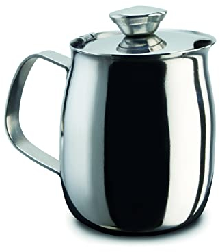 PEZZETTI, Lattiera in Acciaio Inox, Bricco Latte in Acciaio, Con Coperchio, 6 Tazze