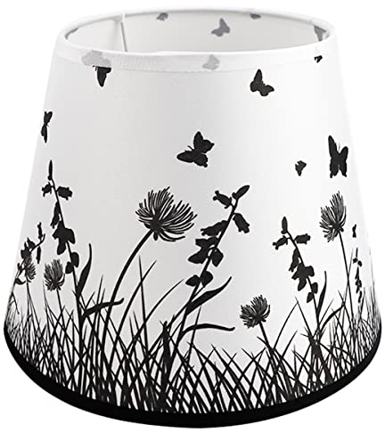 Lampenschirm mit Blumenmuster, fester Rückseite, Trommel-Lampenschirm für Tischlampen, Ersatz (Schmetterling Love Flower-2)