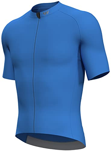 Lo.gas Radtrikot Herren Kurzarm, Rennrad Trikot Durchgehender Reißverschluss mit 3 Taschen, Blau, L