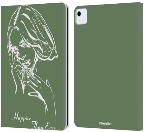 Head Case Designs Offizielle Billie Eilish Album Schablone Grün Happier Than Ever Leder Brieftaschen Handyhülle Hülle Huelle kompatibel mit Apple iPad Air 2020/2022