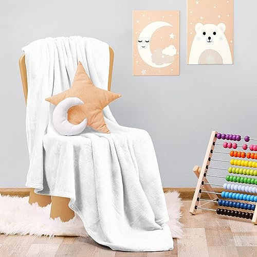 Utopia Bedding Fleecedecke, Kindergröße, weiß, 300 g/m², Luxusdecke für Couch, Sofa, Bett, antistatisch, flauschig, weiche Decke, Mikrofaser, 109 x 140 cm