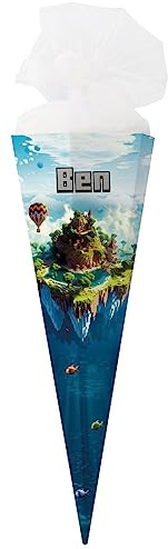 Striefchen® Schultüte für Kinder mit toller Pixel-Landschaft und einem Wunschnamen bedruckt 80 cm