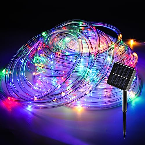 Duisrech Solar Lichterkette Aussen 20M 200LED, Lichtschlauch Außen Innen 8 Modi, Led Schlauch Außen Solarenergie und IP65 Wasserdicht Lichtschlauch für Weihnachten, Party- Farbe