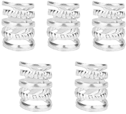 ANKROYU 5 Stück Frühlings Haarperlen, Metall Bart Dreadlocks Im Retro Stil, Bartringe, Frühlings Haarschmuck, Spiral Haar Accessoires, Für Jäten, Party, Cosplay(Silbrig)