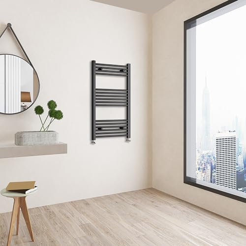 Huibathroom 1000x600mm(HxW) Matte Black Straight Central Heating Towel Rail Heating Towel Radiator