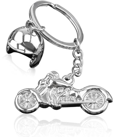 1 porte-clés en métal argenté pour casque de moto - Mini porte-clés en forme de moto - Convient pour sacs, clés, téléphone portable (argent), argenté, no