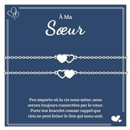 VU100 Bracelets pour Sœurs en Acier Inoxydable - Cadeaux d'Anniversaire en Forme de Cœur pour Meilleures Amies