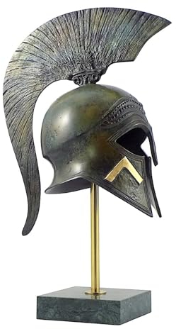 Leonidas Helm König Spartan Held Griechisch Echt Bronze Metall Kunst Skulptur Groß