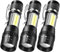 POCKETMAN Mini flashlights Zoom Small Torch USB Charging Flashlights COB Sidelight 3 Modes Portable Light Handheld Work Light (3 Pack)