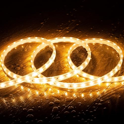 LEDKIA LIGHTING LED-Streifen Dimmbar 220V SMD 60 LED/m Warmweiß 5W/m 400lm/m Breite 12mm Schnitt 100cm IP65 nach Maß 1 m