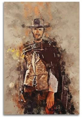 ausab Poster, Motiv: Schauspieler Clint Eastwood, dekoratives Gemälde, Leinwand, Wandposter und Kunstdruck, moderne Familienschlafzimmer-Dekoration, Poster, 20 x 30 cm