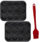 2 Pack Bakeware Yorkshire Pudding Tray Cupcake Tray Muffin Trays 12 Cup Yorkshire Pudding Tin Mini Cake Tins Baking Tray Set Non-Stick Muffin Cases for Baking Pastries , Bun, Cupcakes(Free Brush)
