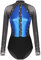 iEFiEL Turnanzug für Damen Langarm Gymnastikbody mit Strass Patchwork Metallic Tanzbody Ballett Trikotanzug Wettbewerb Leotards Königsblau M
