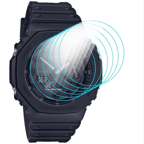 GIOPUEY Schutzfolie für Casio GA-2100, [6 Stück] HD Ultradünn Folie Flexibel Displayschutzfolie, [Anti-Kratzer] [Anti-Reflex] - Durchsichtig