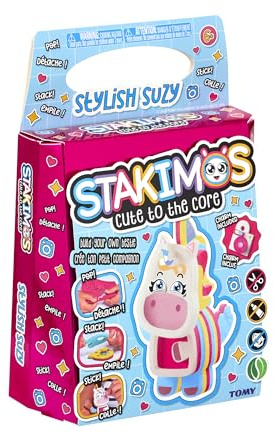 TOMY Stakimos Stylish Suzy Bastelset für Kinder, um Ihre eigene bezaubernde 3D-Figur aus recyceltem Polyester-Bastelschaum zu bauen, kein Kleber oder Schneiden erforderlich, Bastelsets für Kinder ab 6