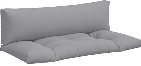 vidaXL Palettenkissen 2-TLG., Palettenpolster für Europaletten, Palettensofa Kissen Indoor Outdoor, Palettenauflage Sitzkissen Rückenkissen, Grau Stoff