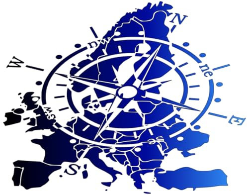 Verschiedene Motiv Aufkleber, Kompass, Erde, Weltkarte Europakarte Aufkleber, Abziehbild (RP53 M) (blau (53/3/2), 5 cm)