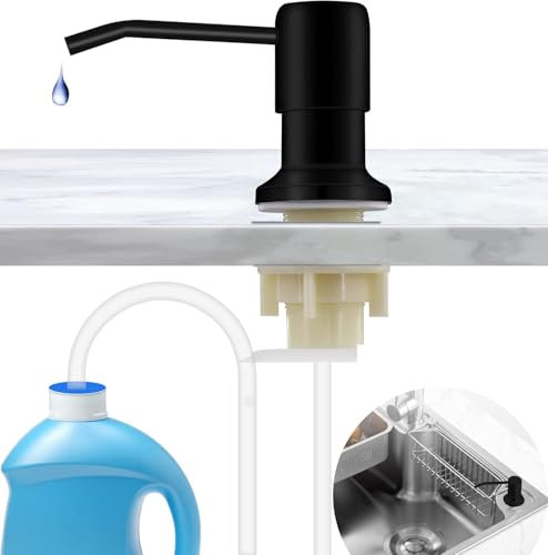 SkyJoy®dispensador jabon Cocina bajo encimera.Dispensador de jabón de Cocina de Acero Inoxidable, dispensador de jabón de Fregadero. Dosificador de jabón Empotrado con Tuerca.Negro