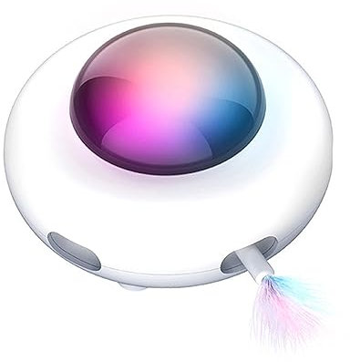 Qcwwy UFO Interaktives Katzenspielzeug, Automatisch, Intelligent, 3 Modi, Elektrisch, Intelligente Schwerkraft, Fliegende Untertasse, Haustierbedarf, Spielzeug, Übung, Unterhaltung für