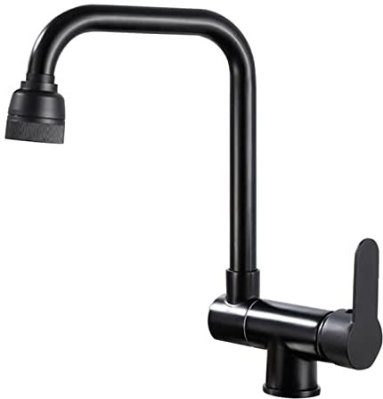VQRINWIEL Küchenspüle-Mischbatterie, klappbar, im Fenster, Messing, Küchenarmatur, klappbar, schwenkbar, Warm- und Kaltwasser-Spültischarmatur, Schwarz-A
