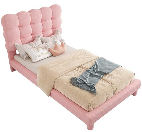 Flachbett 90x200 cm - Polsterbett mit bequemem Kopfteil, Kopfteil in 3 Positionen verstellbar