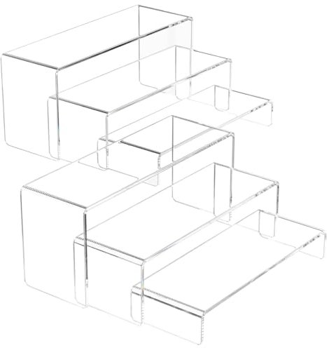 Rarapop 6 Stück transparente Acryl-Displayständer - Stabile Präsentationsständer für Anime-Figuren, Schmuck, Cupcakes & Kosmetik - Vielseitige Halter für Laden- und Heimdisplay (SetE)