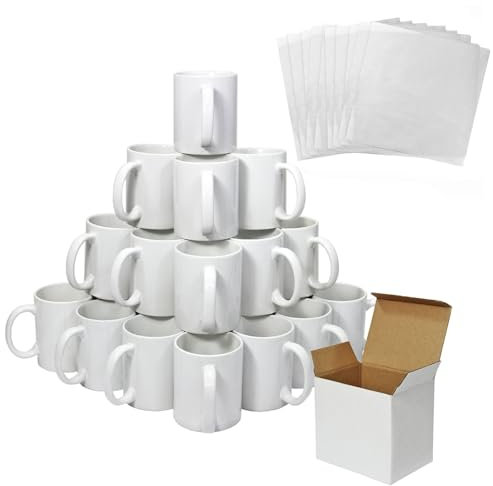72 Tasses à Sublimation Blanches 325ml Recouvert En Polymère Vierges Grade AAA Céramique Personnalisé Presse à Chaud Boîte en Carton Lave-Vaisselle Micro-Ondes [10 Feuilles de Sublimation GRATUITS]