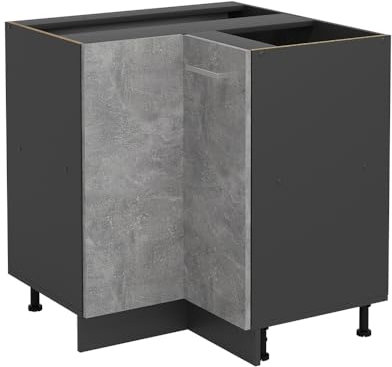 Vicco Eckunterschrank R-Line, Küchen Eckschrank, Beton, 75.6 cm ohne Arbeitsplatte